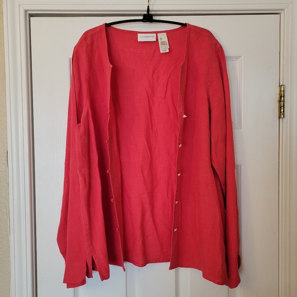 100% Linen Tunic Blouse Size L By Liz Claiborne - Picture 2 of 10